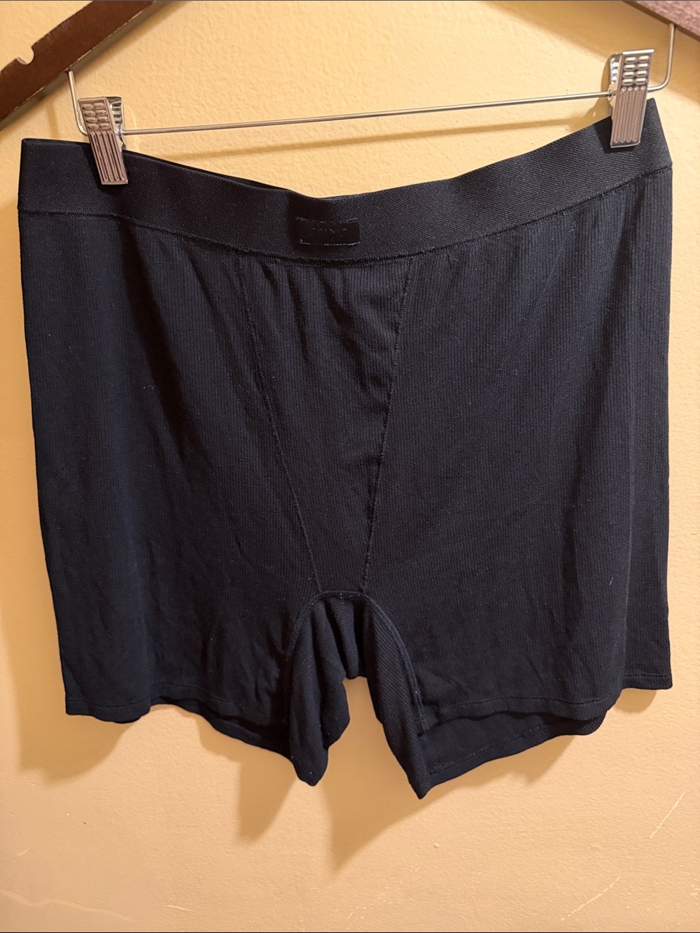 SKIMS Black Ribbed Bike Shorts
